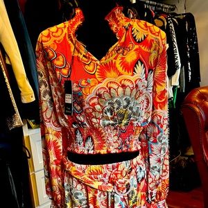 2 Piece NEW Gorgeous and unique, Crop with PJ Style wide leg pants -The Sang